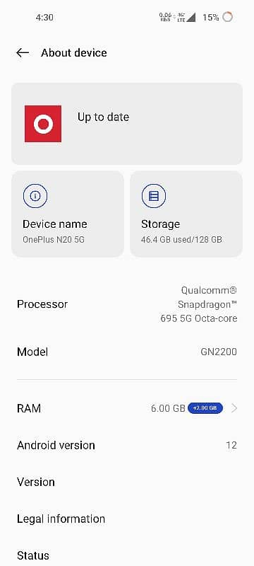 OnePlus N20 5G PTA Approved Single Sim 1