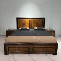 bed set - double bed - bed dressing side table - wooden bed set