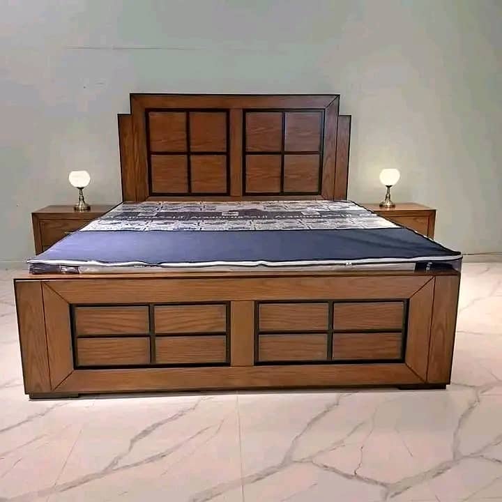 bed set - double bed - bed dressing side table - wooden bed set 3