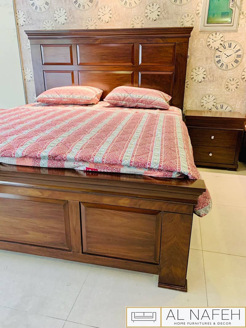 bed set - double bed - bed dressing side table - wooden bed set 4