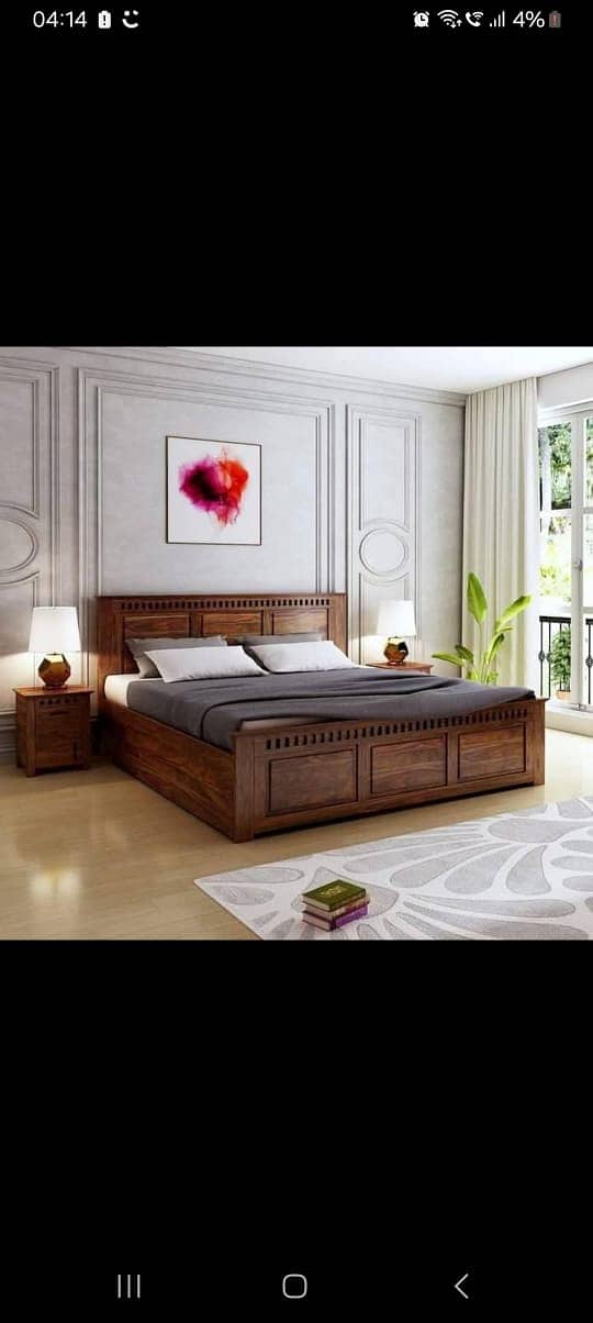 bed set - double bed - bed dressing side table - wooden bed set 13