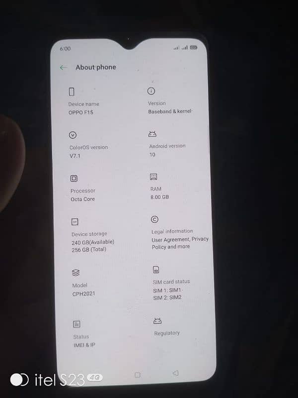 oppo f 15 8gb + 256gb screen finger 2