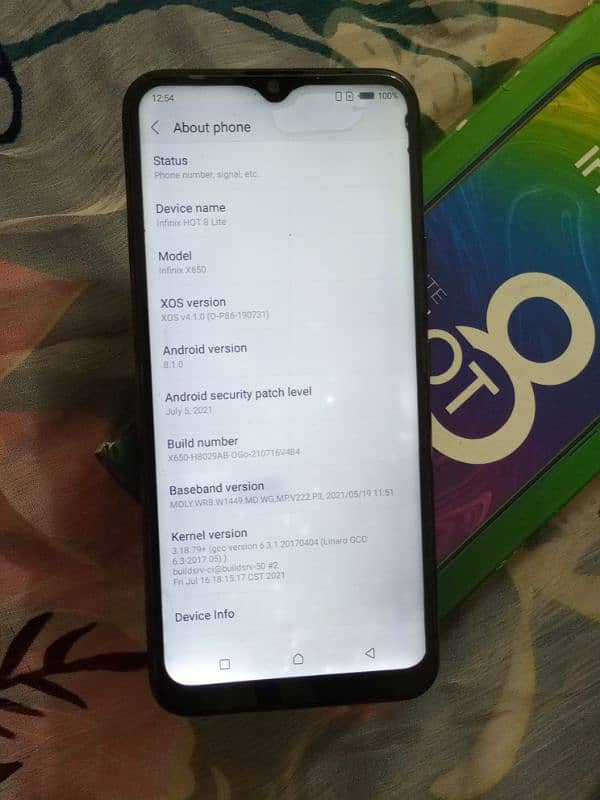 infinix hot 8 lite 2/32 condition finger print front back camera ok 7