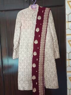 *Embroidered Branded Sherwani with embroidered velvet shall and kulla*