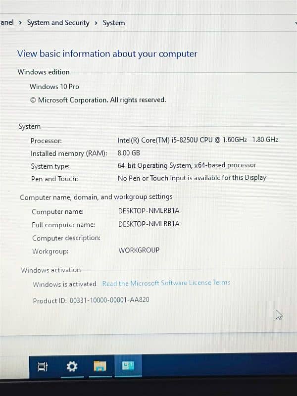 Lenovo C-i5-8th Gen SSD 128GB with 1TB HHD RAM 8GB GooD Working LapTop 12