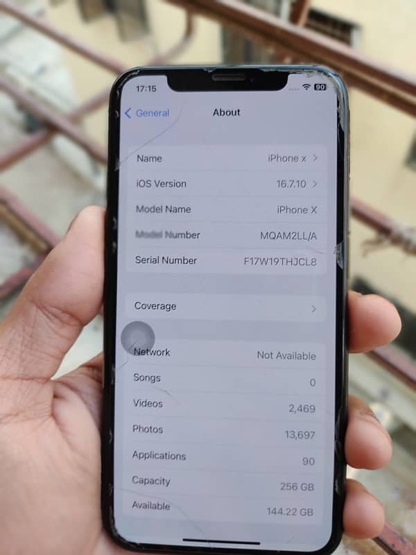 iPhone X 256gb NON PTA Factory Unlocked(Black) 7