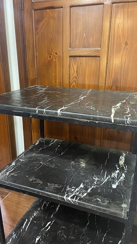 3 shelves iron stand with marble top 3