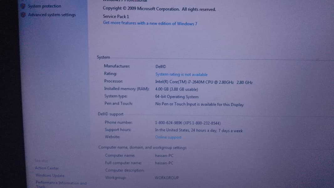 DELL LAPTOP I7 2GN 4GB RAM 350 HARD DISK (03132470621) 3