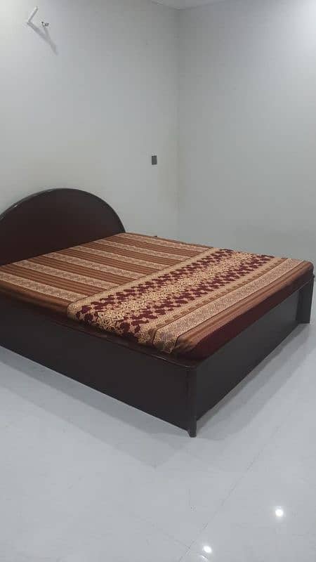 wooden  (approximately king size) queen size bed with double mattress 1