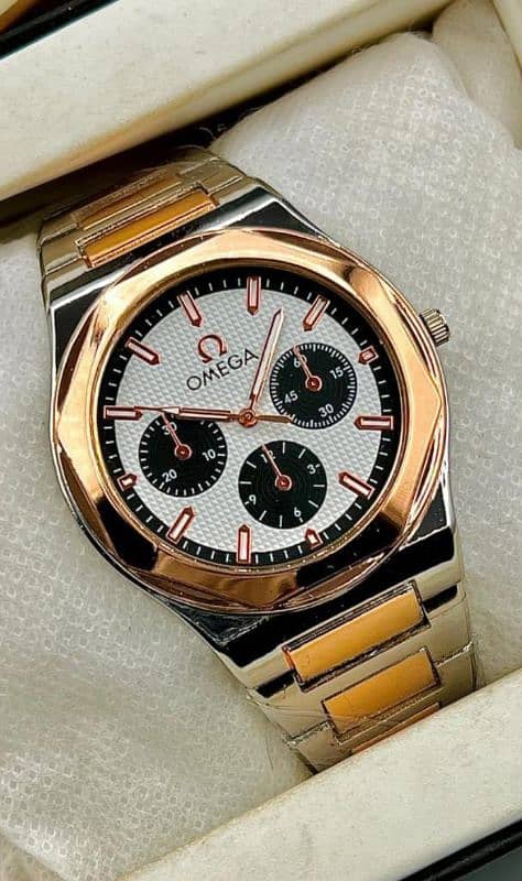 Men's Multicolor Chronograph Watch  1 Pc Stylish Stainless Steel Chain 1