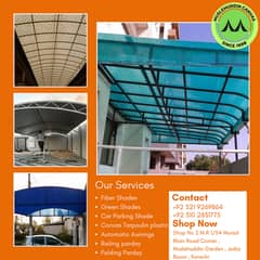 Fiber glass shads Car Parking shade green net fiberglass Railing parde