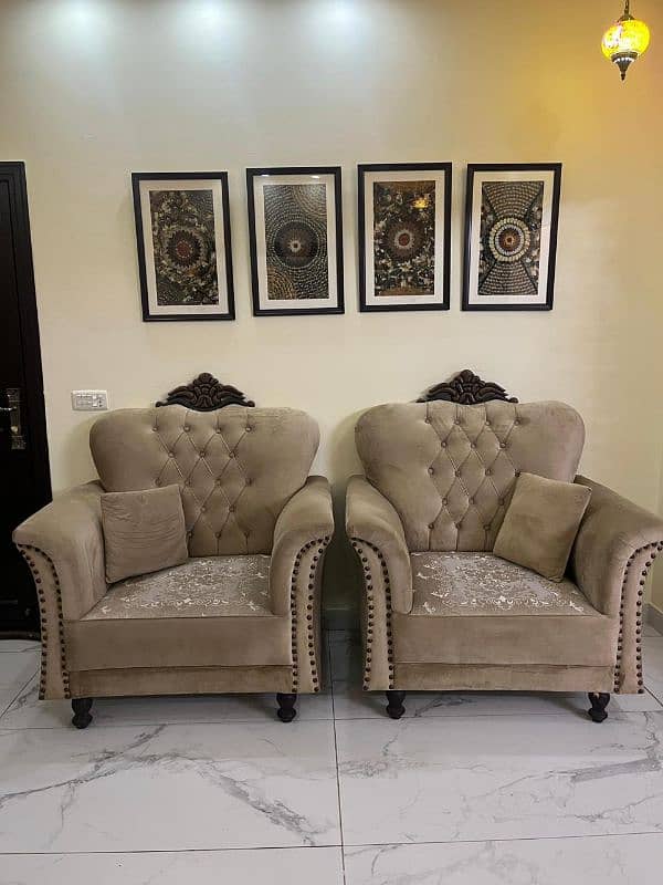 7 seater baich sofa set with couch & 3 Tables 1