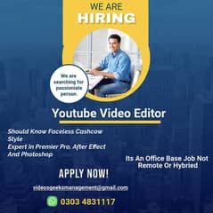 Video Editors || YouTube Video Editors Required || Jobs in Lahore