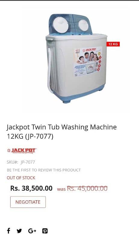 Jackpot Twin Tub Washing machine 0