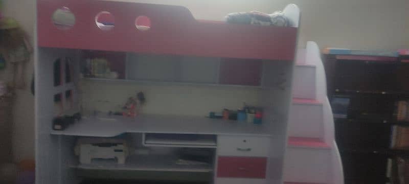 Bunk Bed +study table+ storage steps+ shelf +Dressing table 2