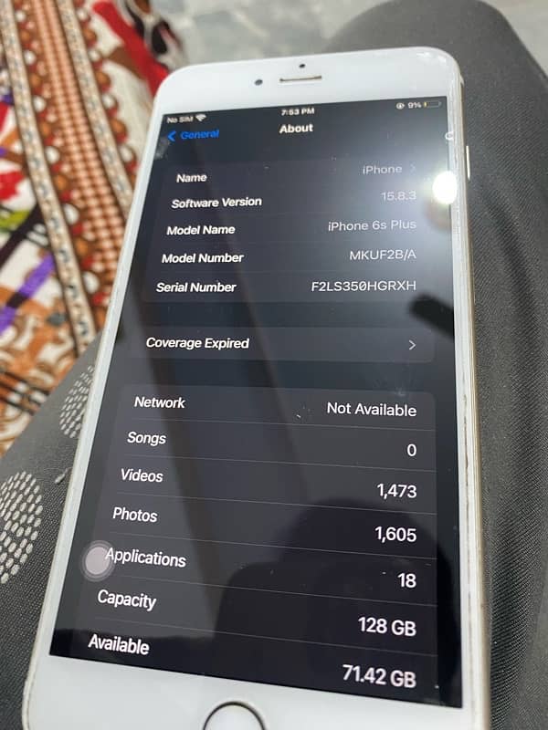 Iphone 6s plus 128 Gb PTA approved 8