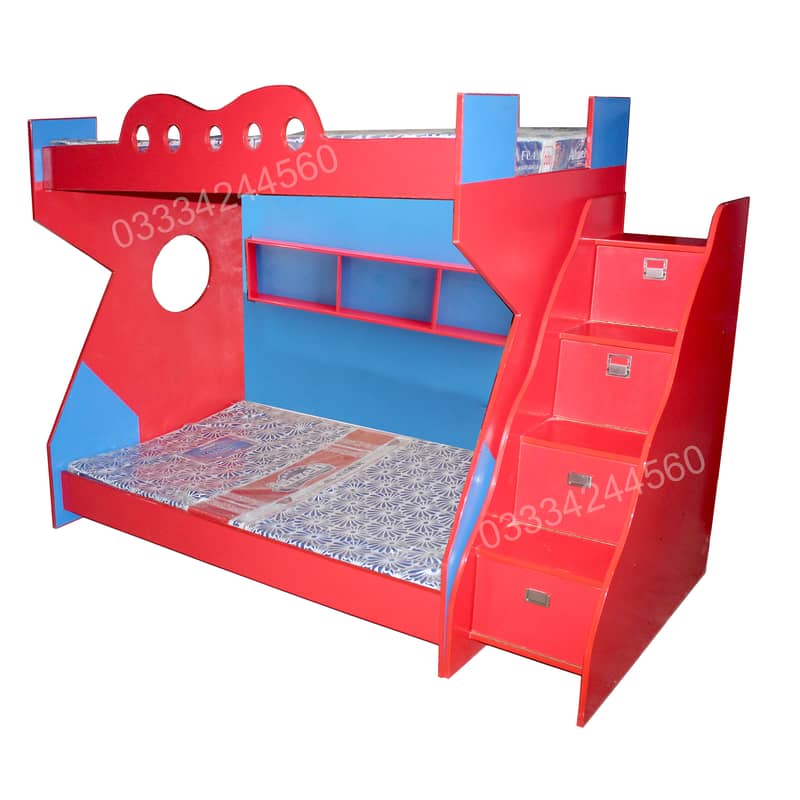 Grey And navy Blue Wooden sheet Bunker bed for kids double story 10