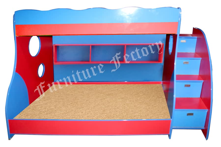 Grey And navy Blue Wooden sheet Bunker bed for kids double story 11