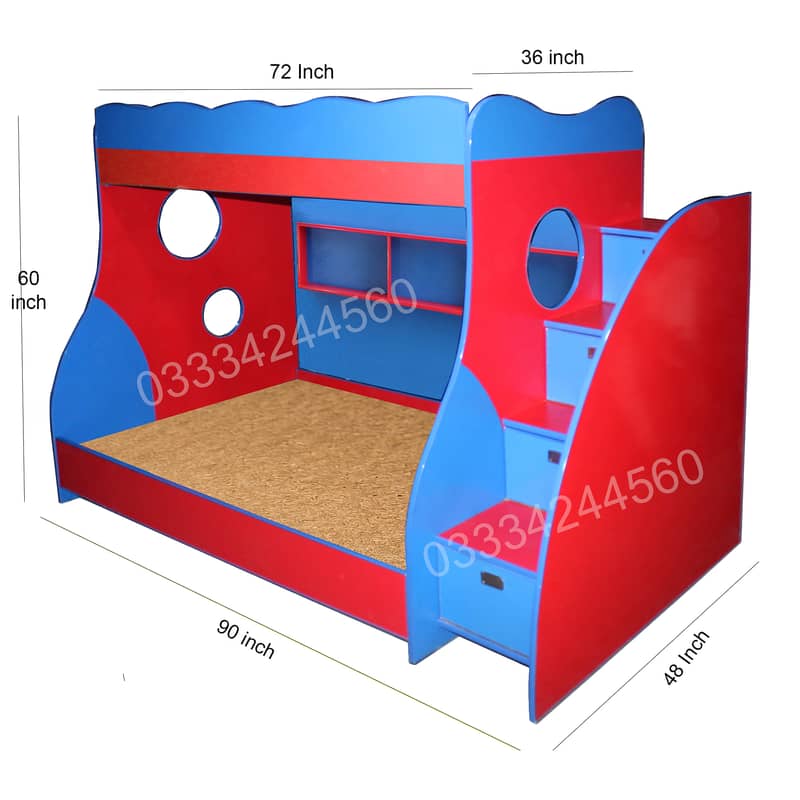 Grey And navy Blue Wooden sheet Bunker bed for kids double story 12