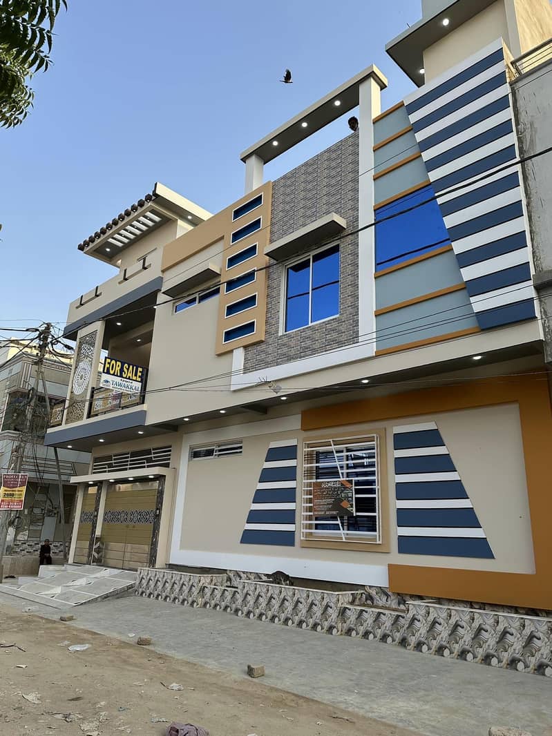 One Of The Top Notch construction & Ultra Modern Architect 120 sq yards corner lease banglow on 40 feet road and 240 sq yd facing house for sale at super hot location in SAADI TOWN 4