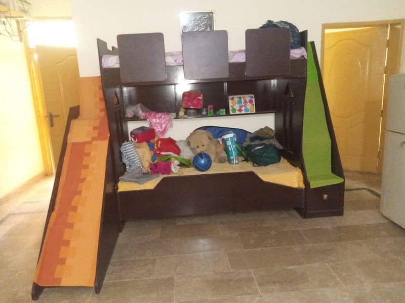 bunk bed with slide and drawer stairs 1