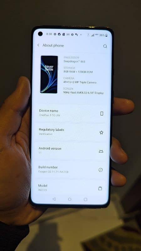 One Plus 8 5G 128gb single sim approved. 4
