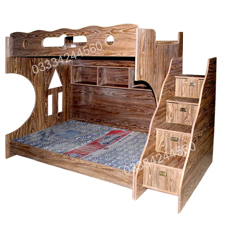 Wooded Lamination Sheet Bunk Bed with Stairs Two beds D1 kids bed 11