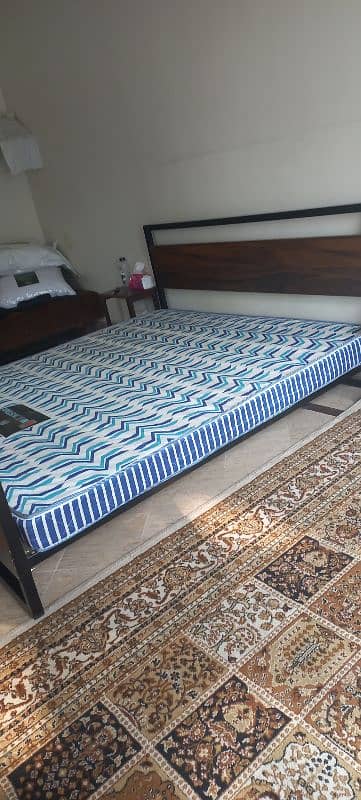 wrought iron + wood elligant branded bed + matress  for sale 2