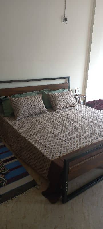 wrought iron + wood elligant branded bed + matress  for sale 5