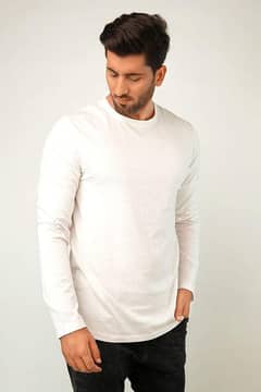 Men's stitched jersey plan T-shirt, white.