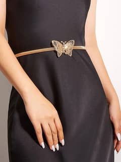 EMERY ROSE Butterfly Decor Skinny Belt 8306