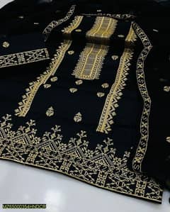 3 Pcs women's unstitched cotton Embroidered suit