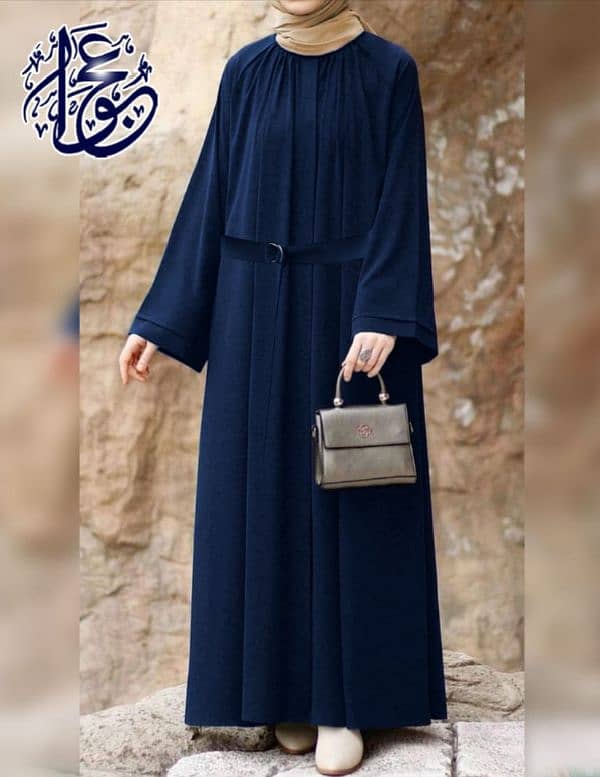 Kaaj Button Abaya With Belt 2