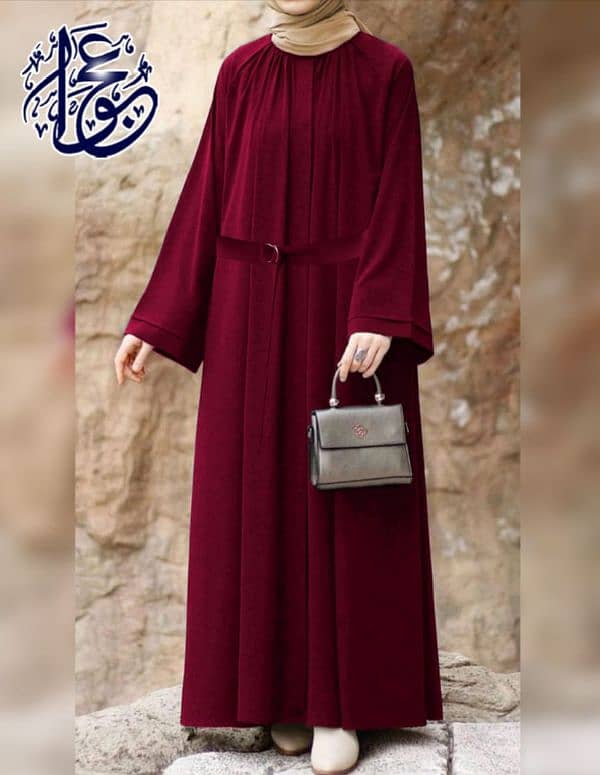 Kaaj Button Abaya With Belt 4