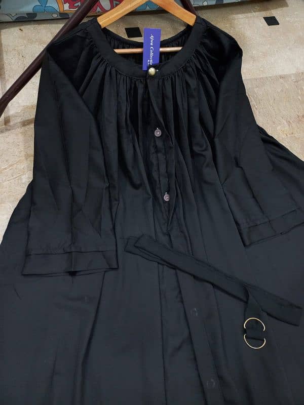 Kaaj Button Abaya With Belt 9