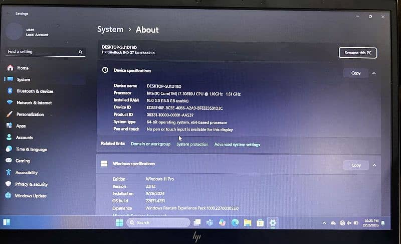 HP 840 G7 i7 10th Generation 16gb Ram in Original Condition 1