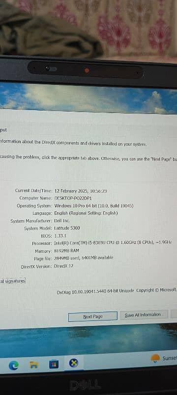 Dell latitude 5300 touch  screen i5 8gen   8ram 256ssd 4