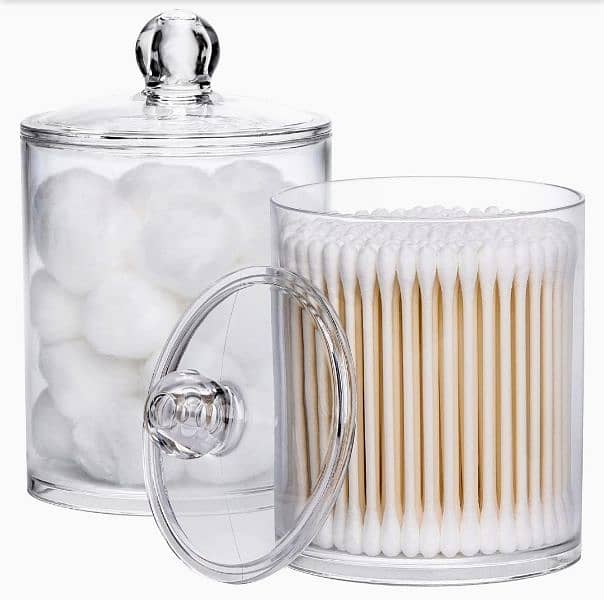 crystal jars for cotton bud and cotton rolls 0