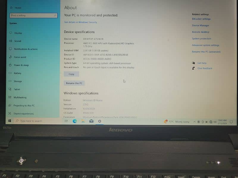 Lenovo AMD E2-1800 APU 1