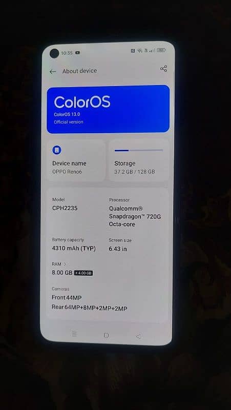 oppo reno 6 condition 10 by 8 no open no repair all box ha 3