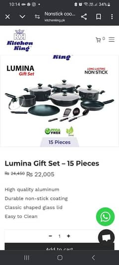 kitchen king Lumina cooking pot  set 15 pieces