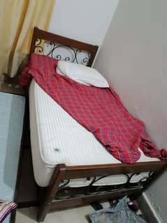 2 single bed with iron frame and mattress