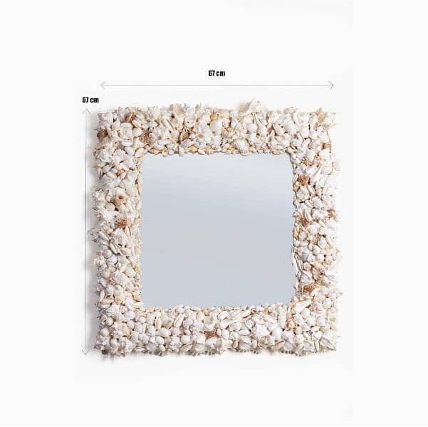 White Shell Square Mirror for Living Room,Bedroom Premium sea Shell 1