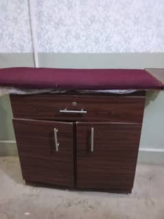 wooden iron stand with cabinet and daraz in perfect condition