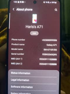 Samsung Galaxy A71 All Ok 10/10 urgent sale