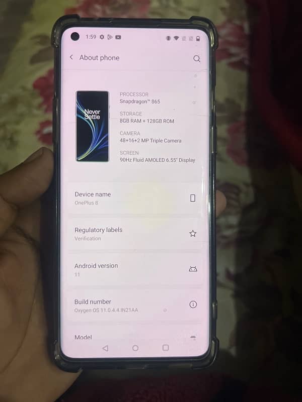 One plus 8 only phone no open no repair  PTA 6