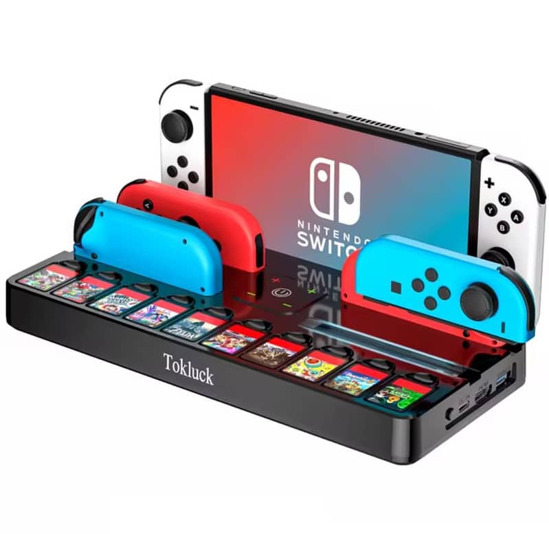 Tokluck Switch TV Docking Station with Joy Con Charger and 10 Card Ga 0