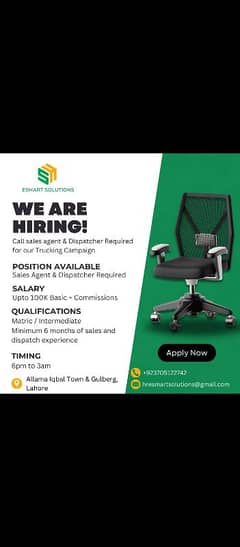 We are hiring Dispatchers and sales agent With Good salaries