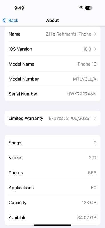 iphone 15 128 GB Non PTA Dual E sim 6