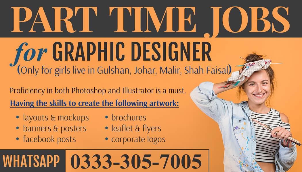 Jobs for Female Graphic Desigers who live near Gulshan, Johar, Malir 0